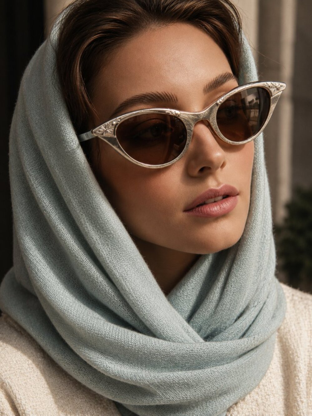 Vintage 1950s TITMUS Gold Aluminum Cat Eye Sunglasses Elegant Hollywood Glam